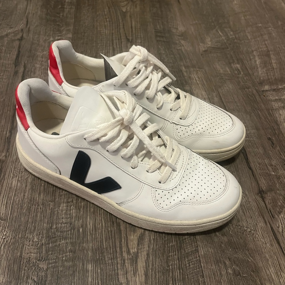 Veja White and Red Sneakers